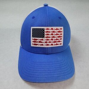 Columbia PFG American Flag Fish Trucker Hat Blue White Men's Adjustable